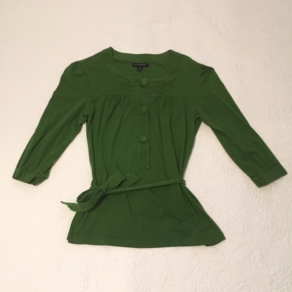 Khaki Green 3/4 Sleeved Banana Republic Shirt